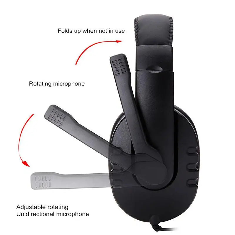 Stereo 3.5mm Wired Headphones with Mic Adjustable Over Ear Gaming Headsets Earphones Low Bass Stereo for PS4 Xbox One PC