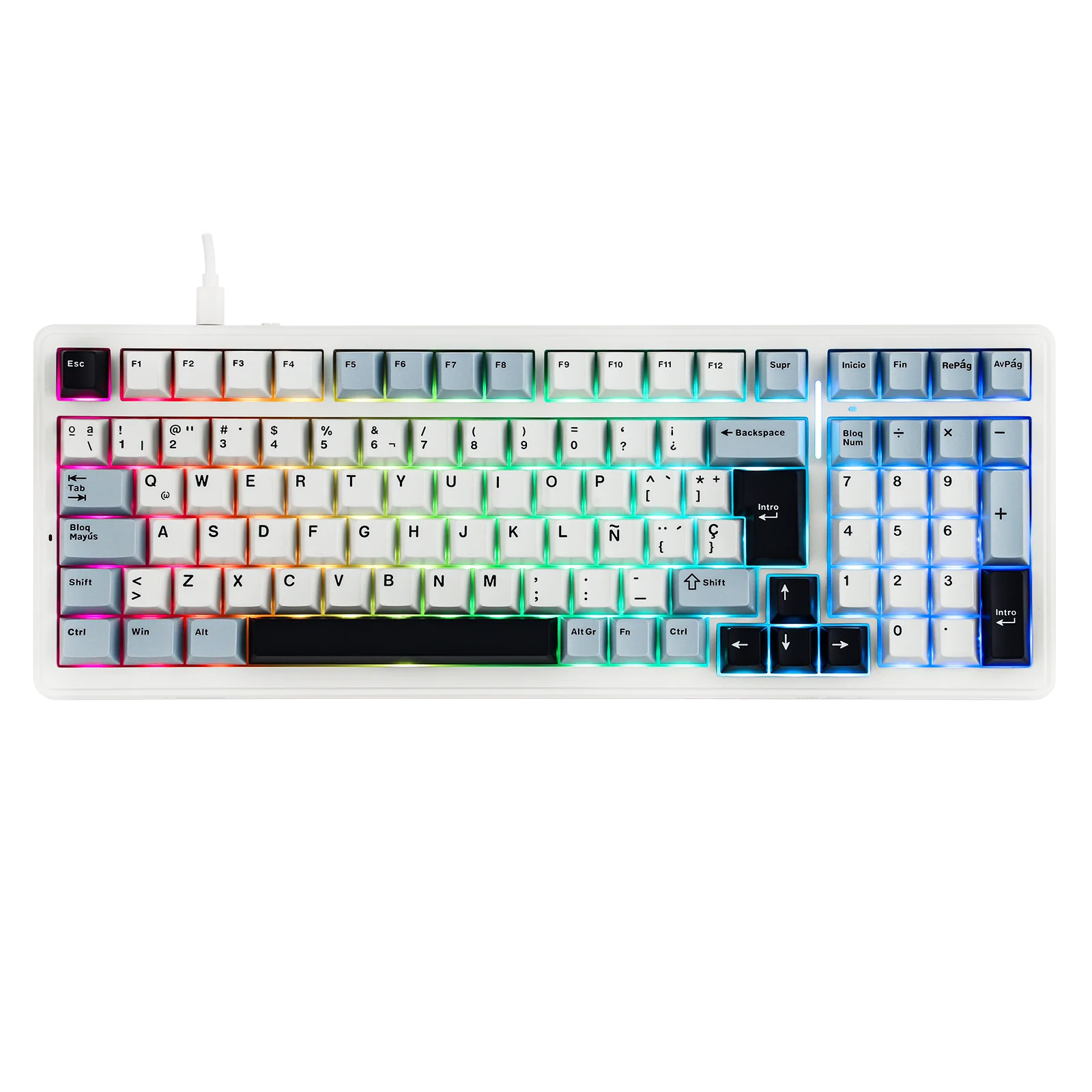 AULA F99 ISO-ES 96% QWERTY Layout Hot-Swap Spanish Gaming Keyboard with Cable RGB Backlighting Pre-lubricated Linear Switch