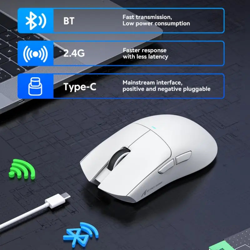 Ultra Light ATTACK SHARK X11 Tri-mode 2.4G Bluetooth Wired Programmable RGB Ergonomic Gaming Mouse For PC Laptop