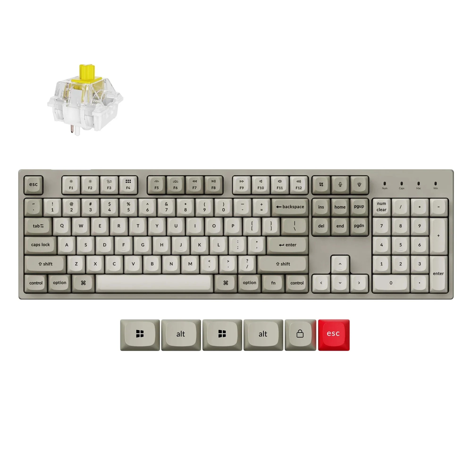 Keychron C2 Pro 8K QMK Wired Custom Mechanical Keyboard Fully Assembled Double-Shot PBT Keycaps Full Size Layout