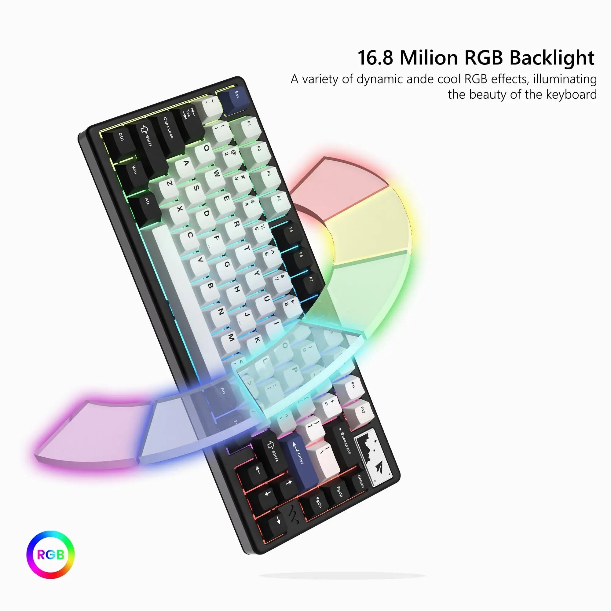 WOMIER SK71 Pro Wireless Mechanical Aluminum Keyboard 75% Hot Swappable Tri-Mode VIA Keyboard for Win/Mac