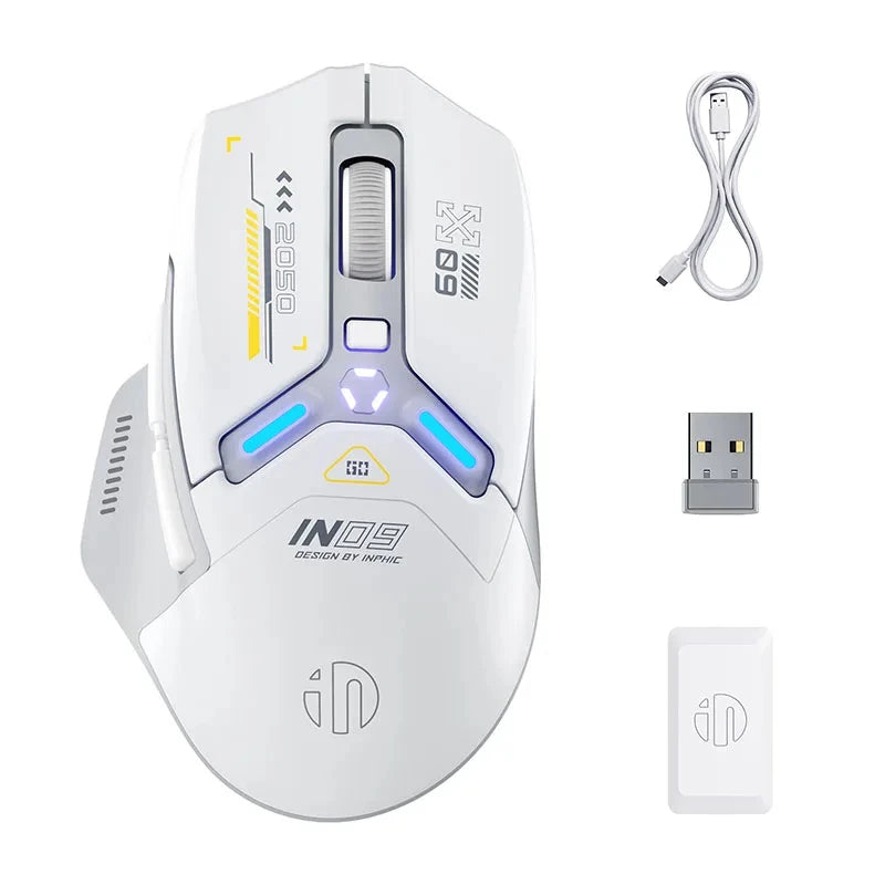 INPHIC IN9 Tri-mode Wireless Gaming Mouse Bluetooth 2.4G Wired 12000DPI RGB RGB Rechargeable Ergonomic Mice for PC Laptop Gam
