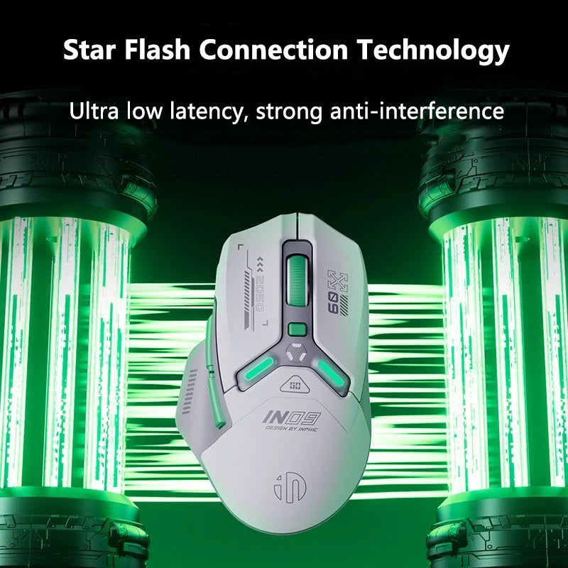 INPHIC IN9 Tri-mode Wireless Gaming Mouse Bluetooth 2.4G Wired 12000DPI RGB RGB Rechargeable Ergonomic Mice for PC Laptop Gam