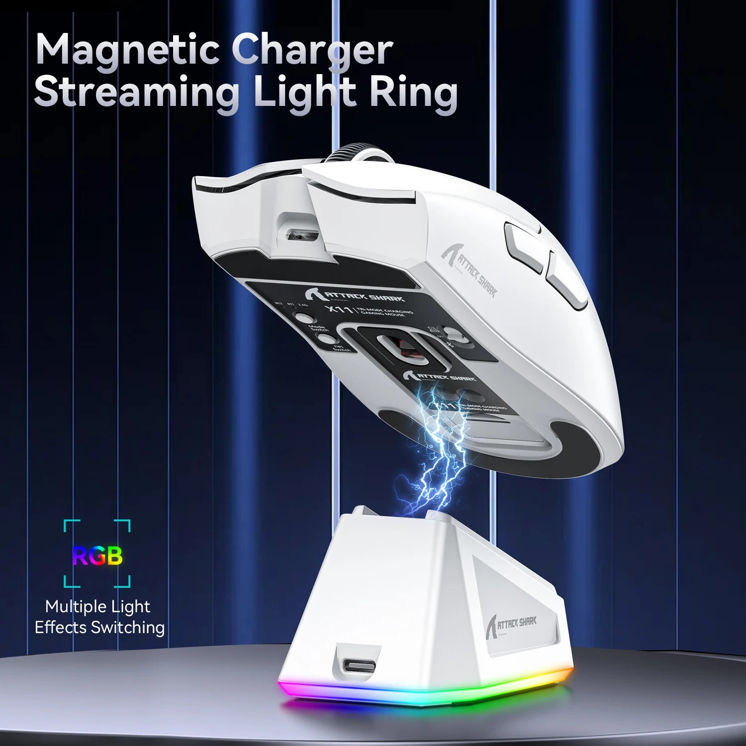 Ultra Light ATTACK SHARK X11 Tri-mode 2.4G Bluetooth Wired Programmable RGB Ergonomic Gaming Mouse For PC Laptop