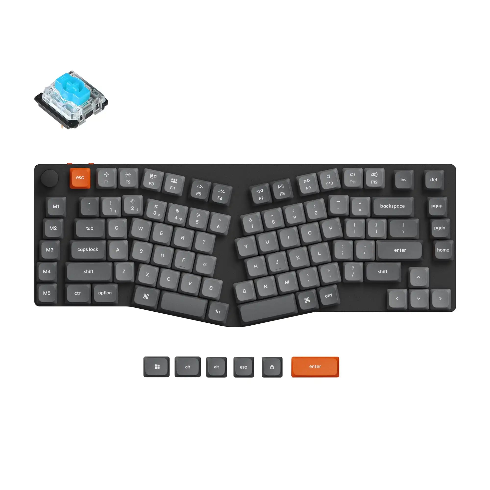 Keychron K15 Max (Alice Layout) QMK Wireless Custom Mechanical Keyboard Low Profile Gateron Switch Double-shot PBT Keycaps