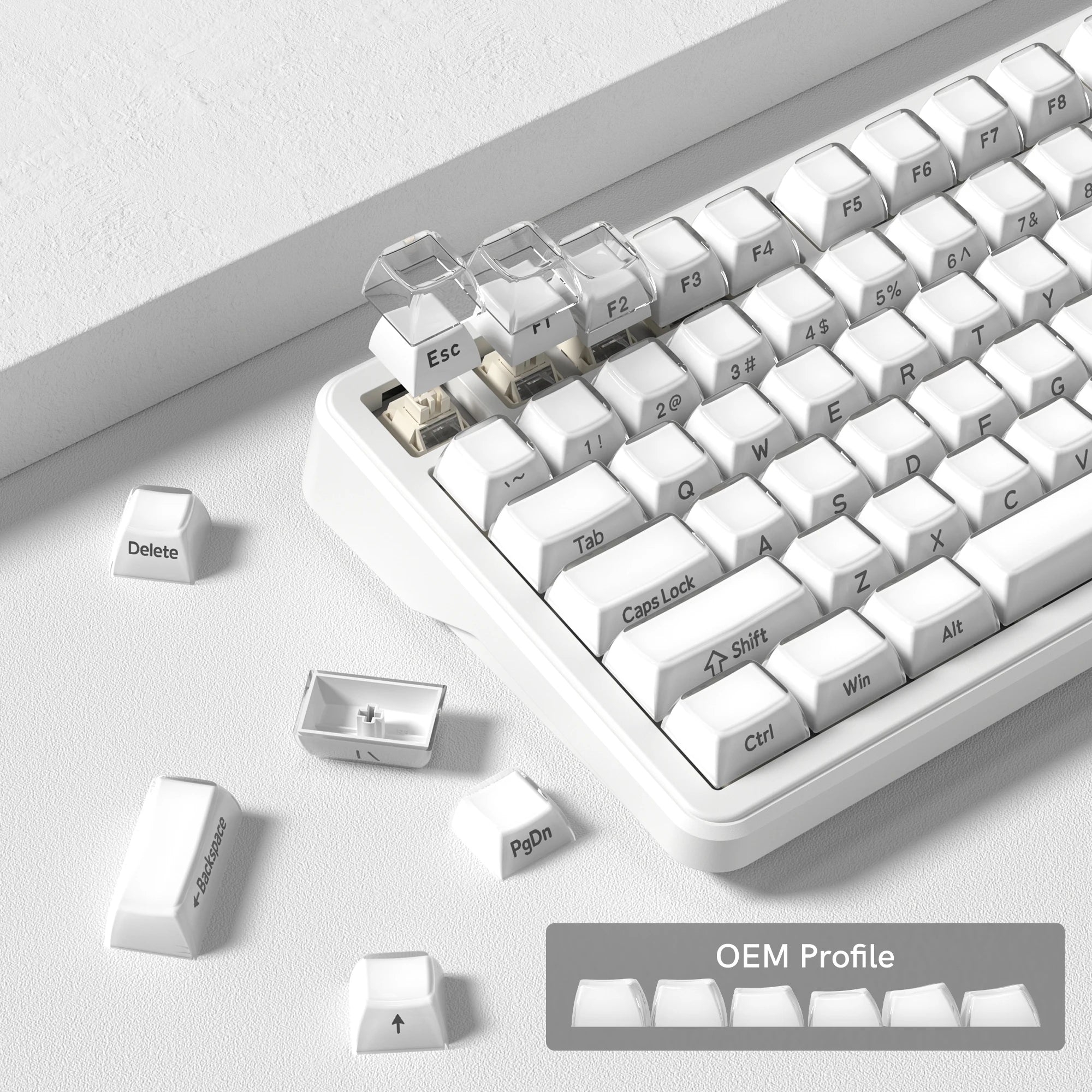 Womier L75 White Crystal Wireless Gaming Keyboard Tri-Modes Hot-Swappable Customized RGB Backlight Mechanical Keyboard Gasket
