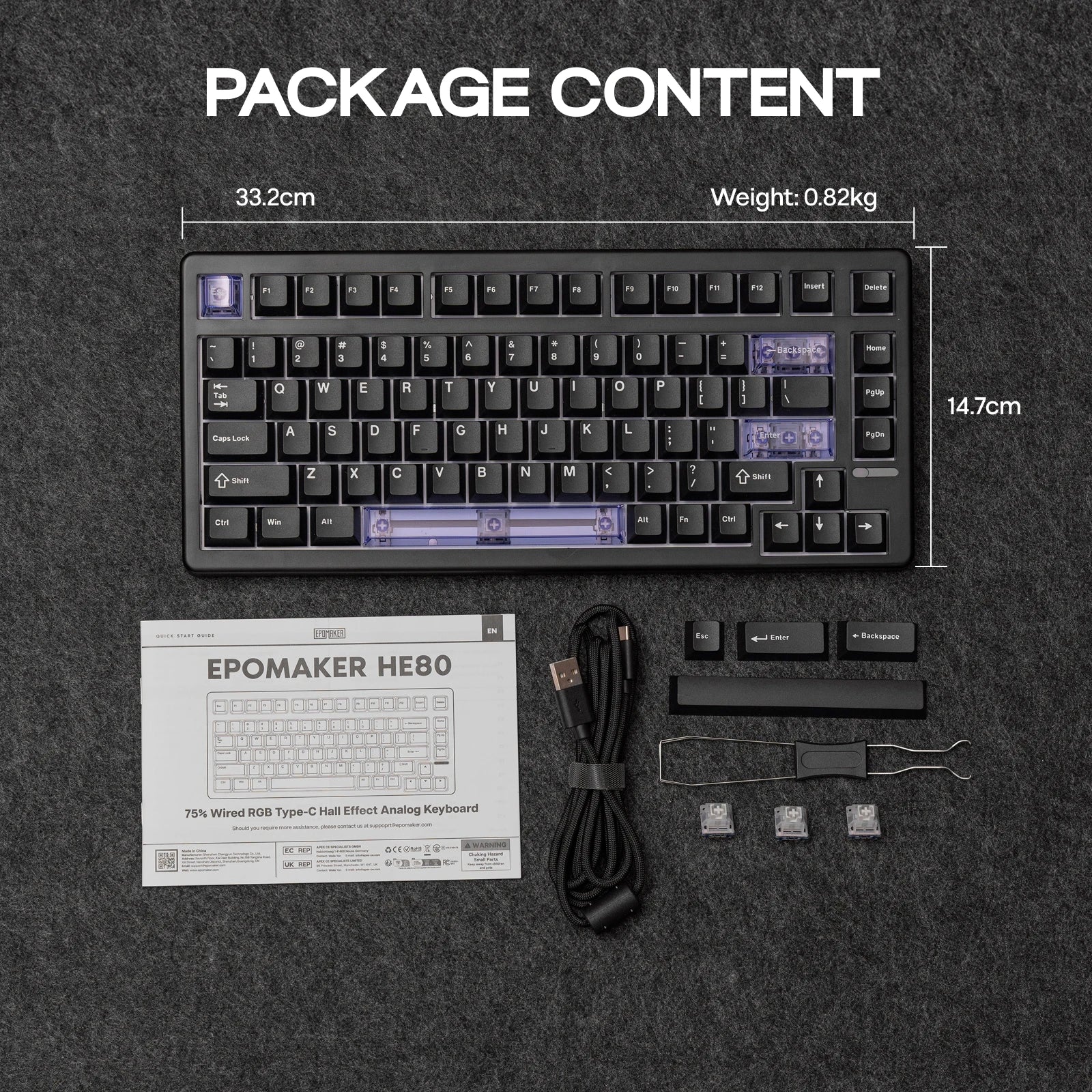 EPOMAKER HE80 75% US QWERTY Layout Hot-Swap Creamy Gasket Wired Hall Effect Magnetic Mechanical Keyboard DKS SOCD for PC/Mac
