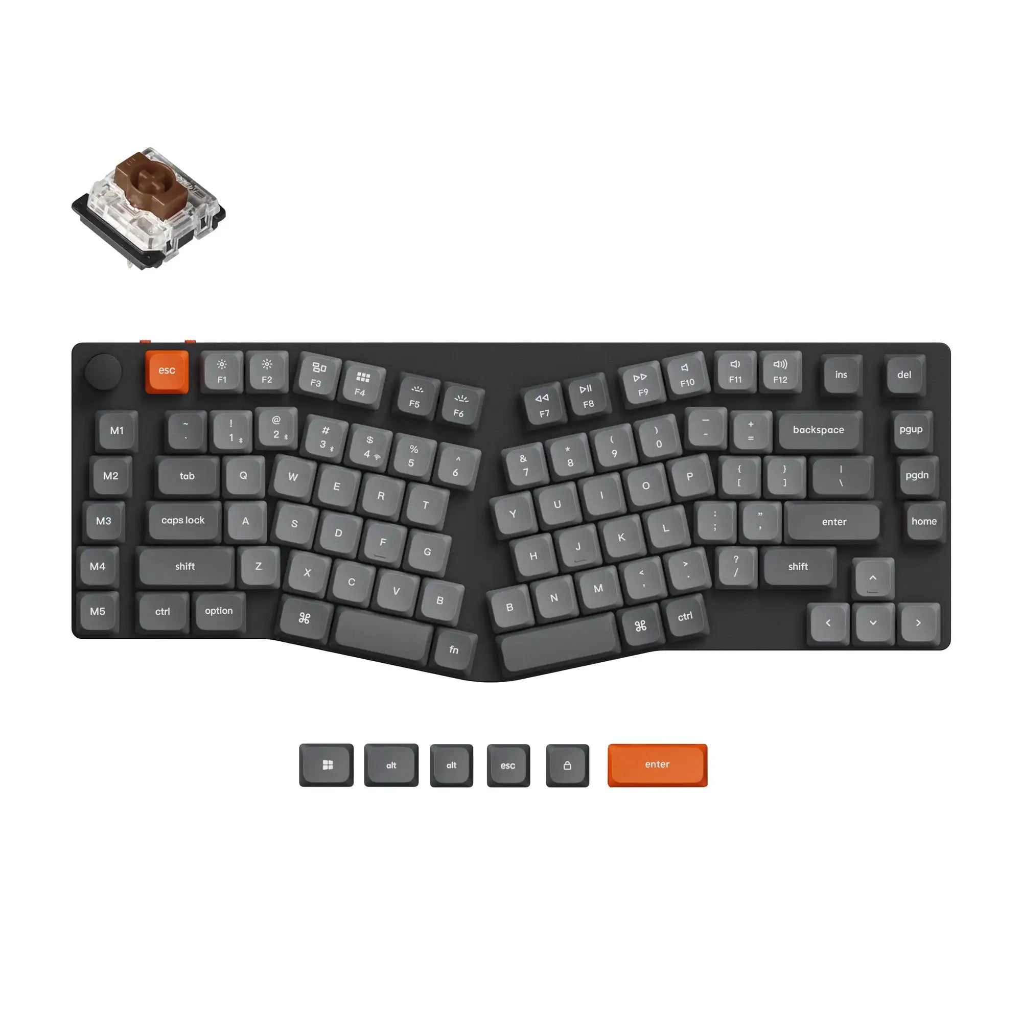 Keychron K15 Max (Alice Layout) QMK Wireless Custom Mechanical Keyboard Low Profile Gateron Switch Double-shot PBT Keycaps