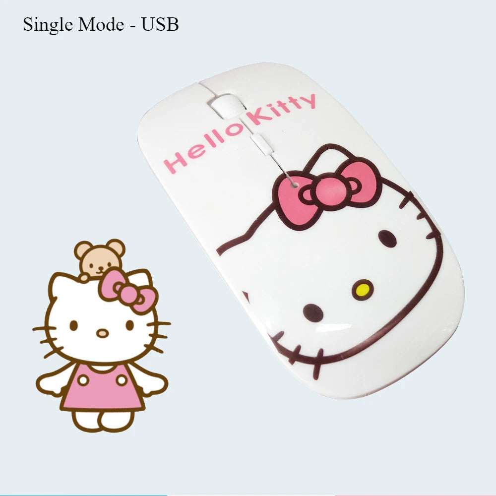 Cartoon Wireless Bluetooth Mouse Hello Kitty Rechargeable Mouse Mini Ultra-thin Portable Mouses Silent Mouse for Laptop Computer
