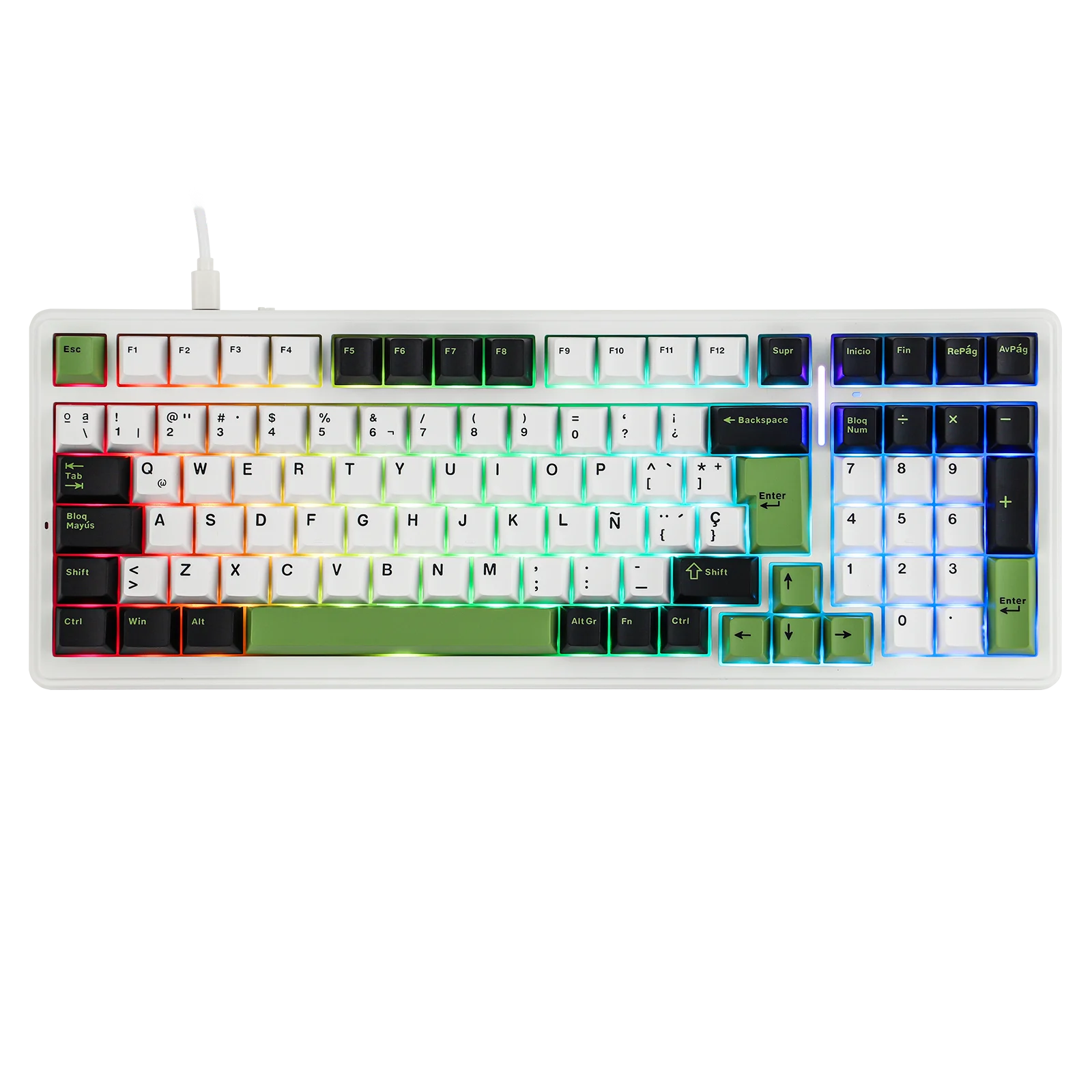 AULA F99 ISO-ES 96% QWERTY Layout Hot-Swap Spanish Gaming Keyboard with Cable RGB Backlighting Pre-lubricated Linear Switch