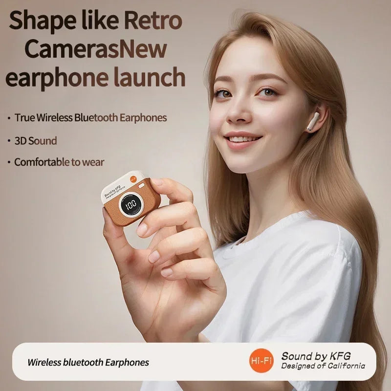 Q86 TWS Wireless Earphone Bluetooth Headphones Sport Stereo Fone Bluetooth Earbuds For All Smartphones Retro Camera Style