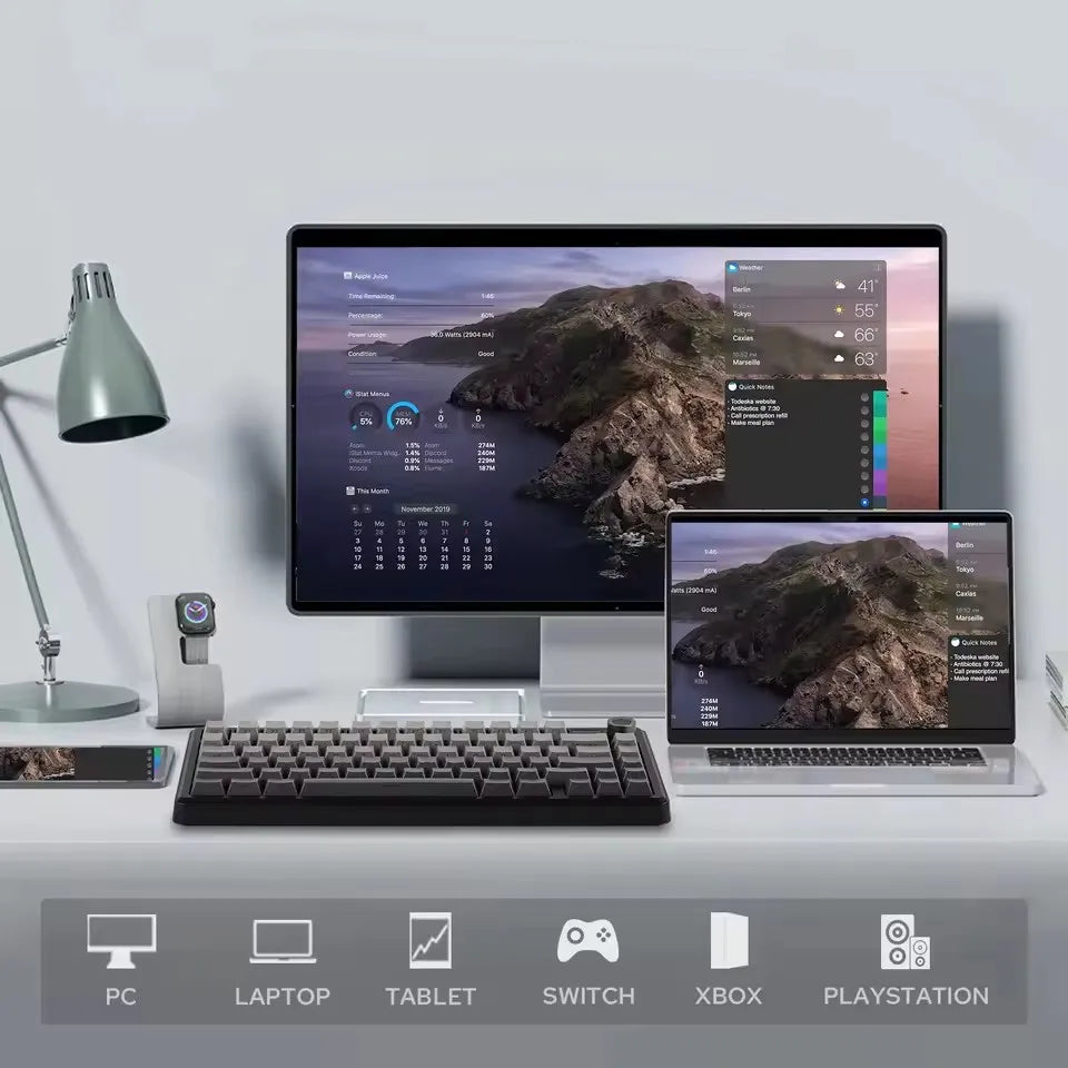 AULA F75 MAX Gaming Mechanical Keyboard 2.4G Wireless/BT/Wired Keyboard Hot-Swap RGB 75% 81 Keys Office Keyboard with TFT Screen