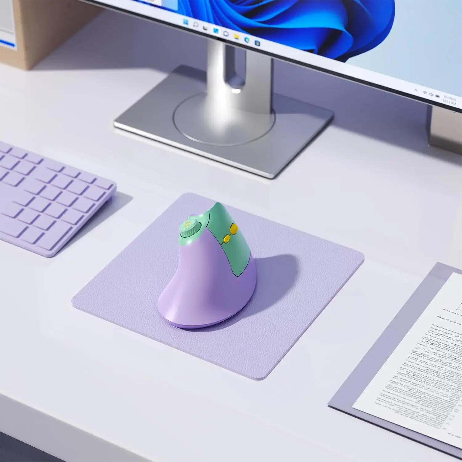 Ergonomic Mouse Rechargeable Vertical Wireless Mouse with Volume knob, Quiet clicks 3 Device Connection Optical Mice for Windows