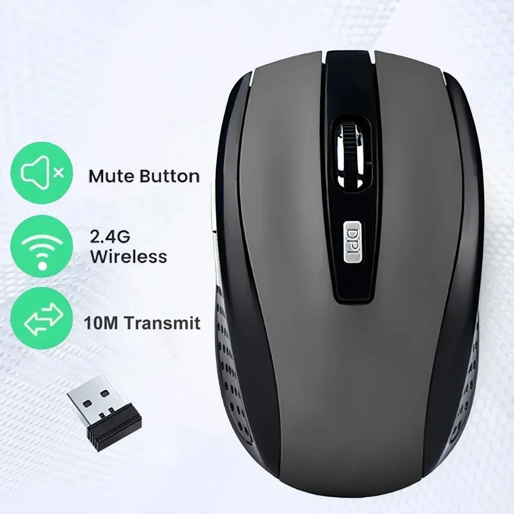 2.4G Portable Wireless Mouse Ergonomics Mouse Mobile Optical Office Mouse Adjustable 1600DPI Levels for Notebook Laptop MacBook