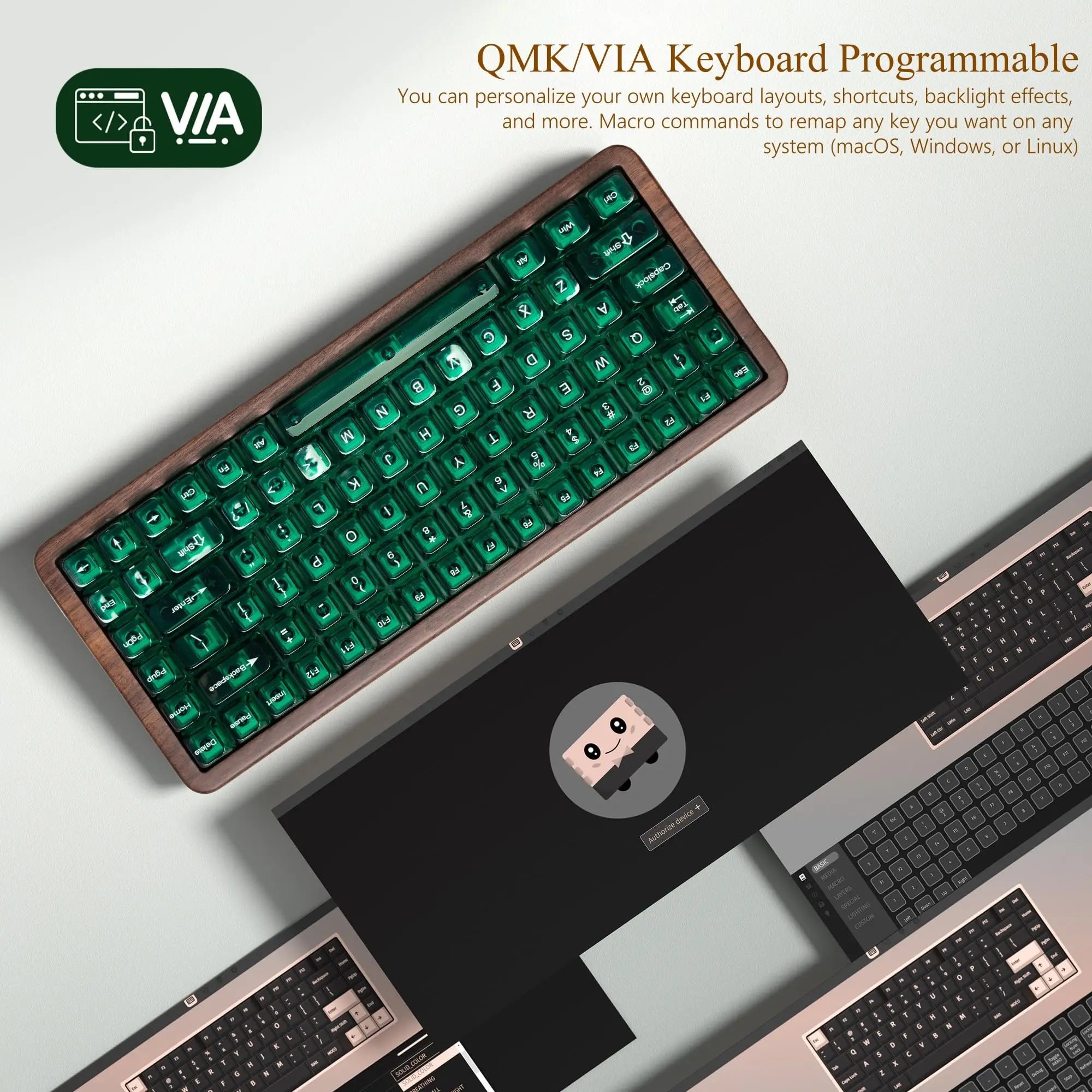 Womier WD75 V2 75% Keyboard with QMK/VIA Wood Gaming Keyboard Tri-Mode Wireless Mechanical Custom Key Board RGB Hot Swappable