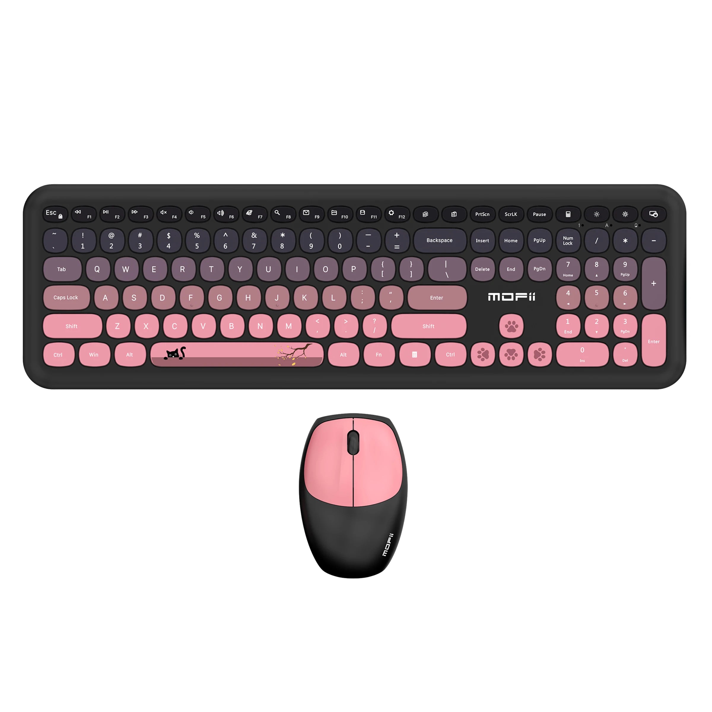 MOFii 1 Set 668 Wireless Keyboard and Mouse Combo, Gradient Keycaps Full Size Keyboard for Girls, 2.4G Plug and Play, US QWERTY