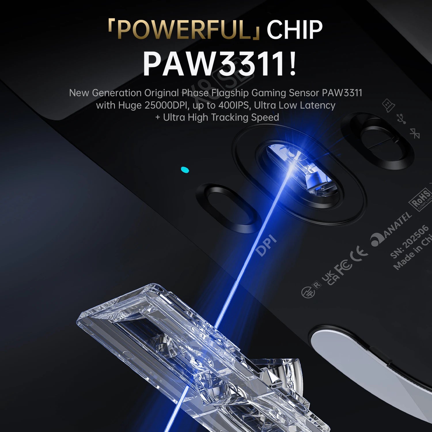 ATTACK SHARK X8 SE Wireless Gaming Mouse,25000 DPI,2.4G Wireless/Bluetooth/Wired Connection, Customized Mouse