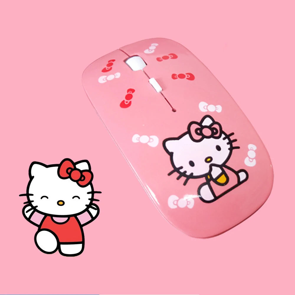 Cartoon Wireless Bluetooth Mouse Hello Kitty Rechargeable Mouse Mini Ultra-thin Portable Mouses Silent Mouse for Laptop Computer