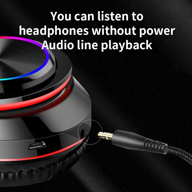 Bluetooth Headset Foldable Headphones HiFi Stereo Earphone With Mic Support SD Card FM For Xiaomi Iphone Sumsamg Phone Gift
