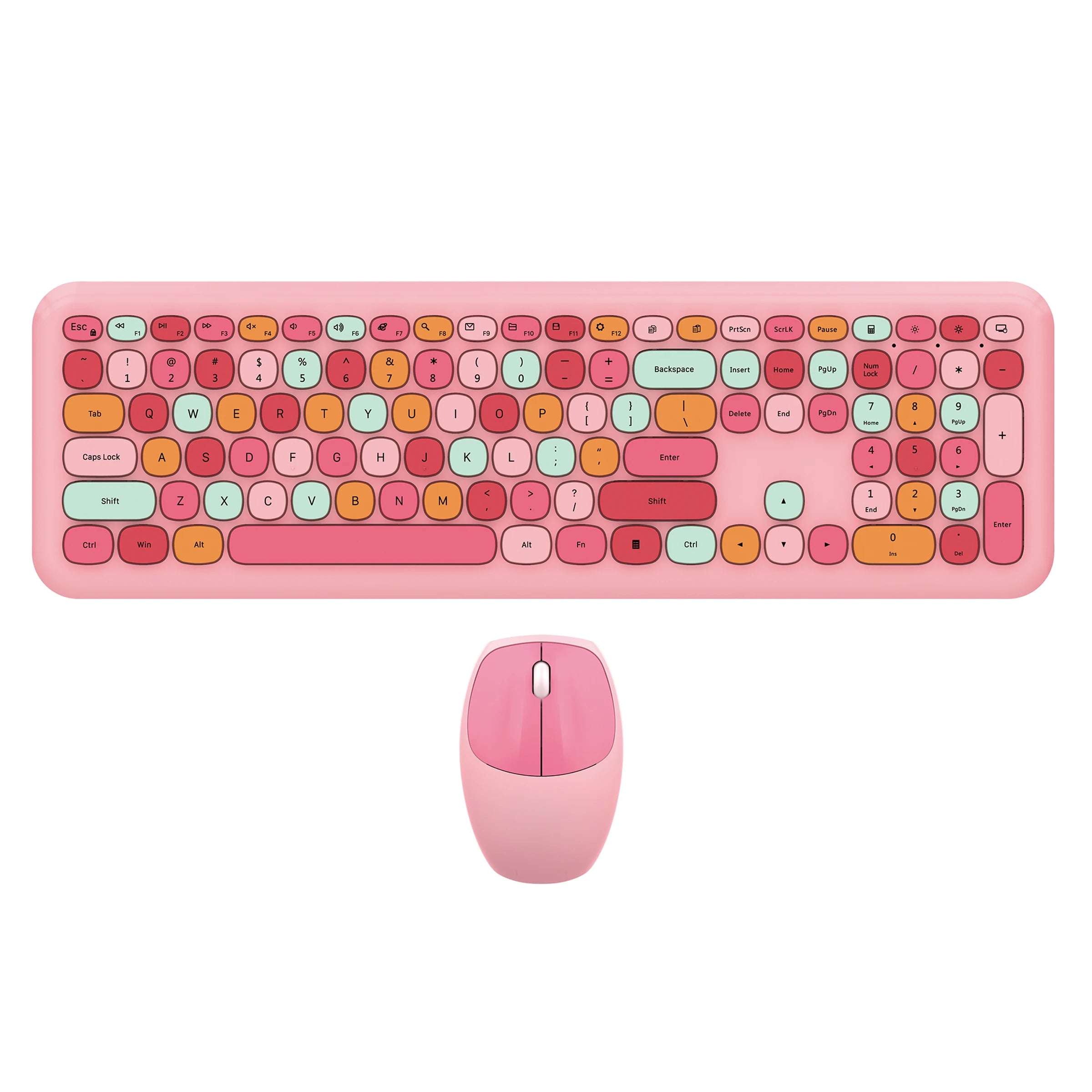 MOFii 1 Set 668 Wireless Keyboard and Mouse Combo, Gradient Keycaps Full Size Keyboard for Girls, 2.4G Plug and Play, US QWERTY