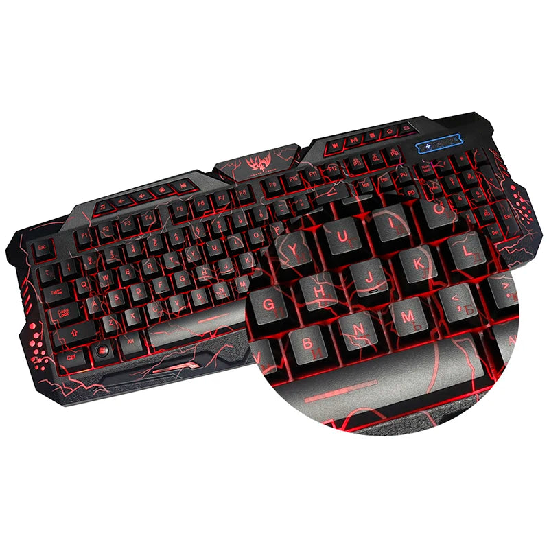 CHUANCHI M200 Russian/English/Hebrew Backlit Keyboard LED USB Wired Colorful Breathing Waterproof Computer Gaming Keyboard