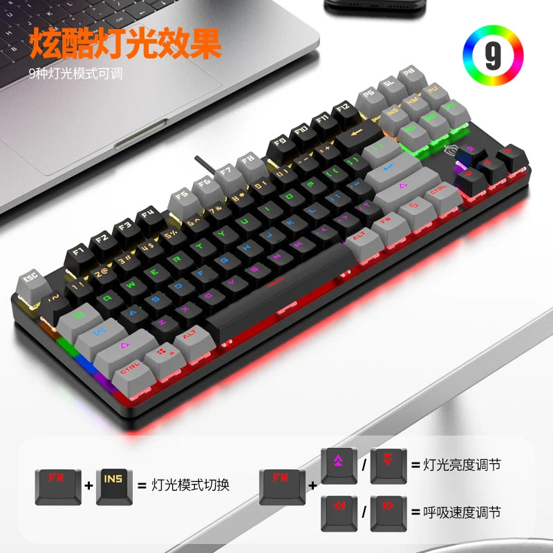 MS Mechanical Gaming Keyboard 87 Keys For PC/Laptop，Blue Switch Mechanical，Hot-Swappable