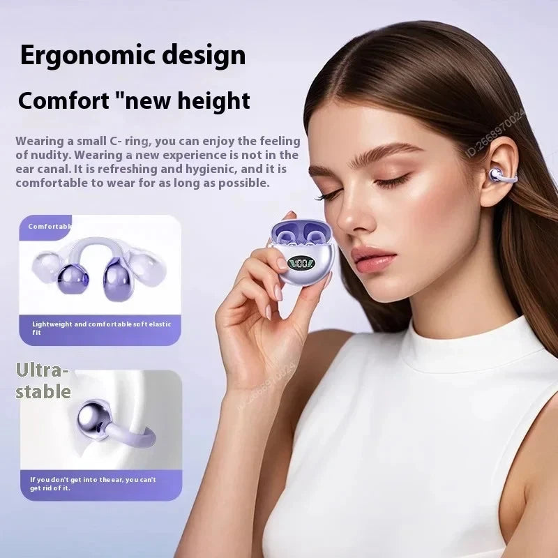 Wireless Bluetooth Earphones Clip-on Q71 Earphone High Sound for Xiaomi Earbuds Led Display Headphones Music Sports Headset